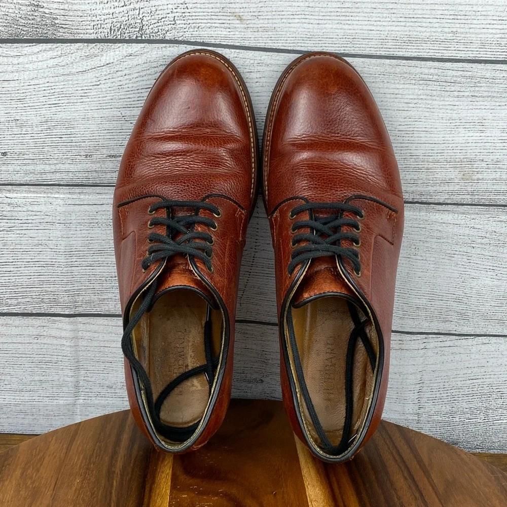 Samuel Hubbard Highlander Pebbled Leather Comfort Oxford Red Brown Mens Size 9.5